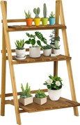 Outsunny 3-Tiers Virágtartó, Összecsukható, 93 cm Magas Virágállvány Belső és Külső Használatra, Fából készült Virágtartó Polc, Virágcserép Állvány Tá
