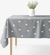 Goldea szögletes terítő 100% pamutvászon - szívecskék, szürke alapon 80 x 80 cm