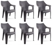 Tavira rattan hatású kerti szék Antracit-Barna - 6 DB N