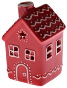 Kerámia ház LED-del, 7,8 x 12,2 x 7,5 cm , piros mézeskalács