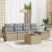 Kerti Kanapé Szett párnával 6 pcs Beige és Világosszürke