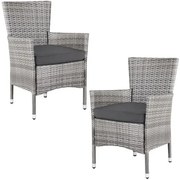 Casaria® Rattan fotel 2 darabos - szürke/antracit párnák