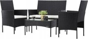 Aldotrade GardenLine rattan kerti szett, fekete + krémszínű karfák