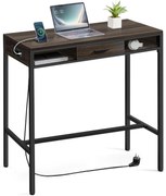 Bárasztal, magas konzolasztal töltőállomással és szövet fiókkal, barna