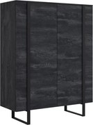 Verica magas komód 120 cm kétajtós - fekete beton / fekete lábak