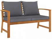 tömör akácfa kerti pad sötétszürke párnával 120 cm