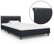 fekete műbőr ágykeret 100 x 200 cm