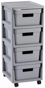 Curver Infinity 4x11L fiókos polc, világos szürke
