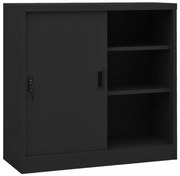 antracitszürke acél tolóajtós irodai szekrény 90 x 40 x 90 cm