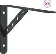 vidaXL 4 db fekete rozsdamentes acél polctartó 30x2,5x15,5 cm