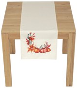 Sütőtök és levelek, bársonyos asztali futó, 40 x 150 cm