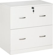 Vinsetto Irodai Irattartó Szekrény 2 Fiókkal Lógó Mappákhoz Zárral és 2 Kulccsal 74x42x72 cm Fehér | Aosom