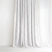 Goldea pamut függöny - geometriai vonalak fehéren 140x150 cm