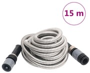 ezüstszínű rozsdamentes acél kerti tömlő szórófejjel 0,6 15 m&quot;