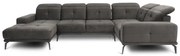 Szürke bársony sarokkanapé (jobb oldali-U alakú) Neviro – ELTAP