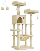 Macskafa, stabil macska torony, 143 cm, bézs | feandrea