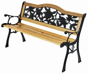 Kerti pad rózsamotívummal - 125x52x78 cm, fenyő