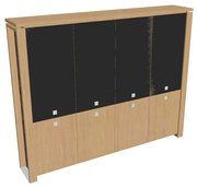 Verno+ magas szekrény 260 x 46 x 210 cm, kombinált ajtó, világos tölgy / fekete