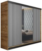 Malani 200 Tolóajtós Szekrény 200cm, Arany Tölgy-Fehér