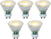 5 darabos GU10 50 mm-es dimmelhető LED izzókészlet átlátszó 2,5 W 450 lm 3000K