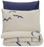 Kék-krémszínű egyszemélyes renforcé pamut ágyneműhuzat 140x200 cm Larum – Mijolnir