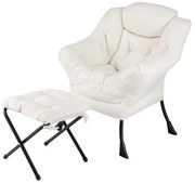 Relax fotel lábtartóval, fehér