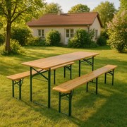 Kerti bútor szett 220 cm fenyőfa összecsukható 250 kg