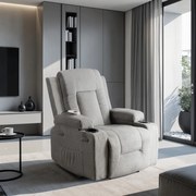 Elektromosan Vezérelhető Masszázsfunkciós Relaxfotel Szürke Kordbársony Kárpittal. BOX2