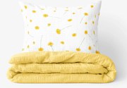 Goldea krepp ágyneműhuzat duo - pitypangok, sárga hátoldal 140 x 200 és 70 x 90 cm