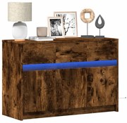 füstös tölgy színű szerelt fa LED-es TV-szekrény 91x34x61 cm