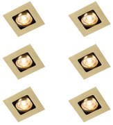 6 darabos szögletes, sárgaréz, állítható süllyesztett spotlámpa készlet - Artemis