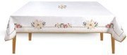 Karácsonyi mikulásvirág mintás nagy Asztalterítő 145x250 cm pamut White Elegance