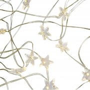 Led girland csillagok, hideg fehér szín, 200 cm, IP20, 2x Aa elem