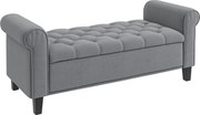 HOMCOM Párnázott Pad, Ágyvég Pad, Ülőpad Velúrból, Előszobai Pad Tárolóval a Hálószobához, 120 kg-ig Terhelhető, Szürke, 126 x 48,5 x 57 cm | Aosom