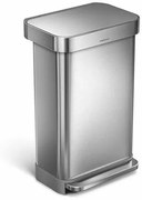 Simplehuman pedálos szemeteskosár 45 l, ezüst, 45 l