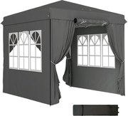 Outsunny 2.5x2.5m Tetőpavilion, Vízhatlan Stabil Télálló Gyorsan Felállítható Hajtható Pavilion, UV Védelem 50+, Hajtható Parti sátor Kert sátor 4 Old