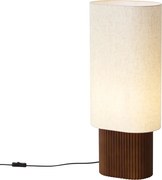 Japandi Állólámpa Diófa Szövet Lámpaernyővel 70 cm - Lamel