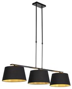 Függőlámpa fekete és arany színű pamut búrákkal 32cm - Combi 3 Deluxe