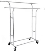 Állítható magasságú és szélességű ruhatartó állvány, ezüst