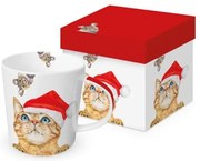 Karácsonyi cicás porcelán bögre 400 ml Who are you