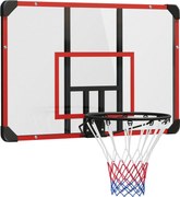 SPORTNOW Kosárlabda Gyűrű Háttérfallal, Kültéri Kosárlabda Tábla Ø45 cm Acél Gyűrűvel és Hálóval, Falra Szerelhető, Kosárlabda Tábla Gyerekeknek, Tiné