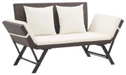 barna polyrattan kerti pad párnával 176 cm