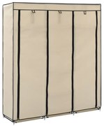 vidaXL krém szövet ruhásszekrény rekeszekkel és rudakkal 150x45x175 cm