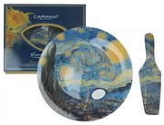 Üveg süteményes tortatál lapáttal Van Gogh Csillagos éj