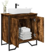 füstös tölgy szerelt fa fürdőszobai mosdószekrény 60x35x60 cm