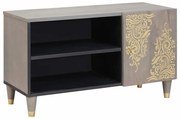 TV szekrény Szürke és Arany 80 x 31.5 x 46 cm Tömör mangófa