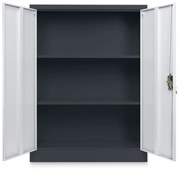 Közepes univerzális fém szekrény 90 x 40 x 120 cm, hengerzár, szürke - ral 7035