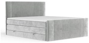 Világosszürke ágyneműtartós boxspring ágy 160x200 cm Bergamo – Maison de Rêve