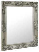 ezüstszínű barokk stílusú fali tükör 50 x 60 cm