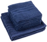 Classic kéztörlő és törölköző szett, sötétkék, 4 db 50 x 100 cm, 2 db 70 x 140 cm, 4 db 50 x 100 cm, 2 db 70 x 140 cm